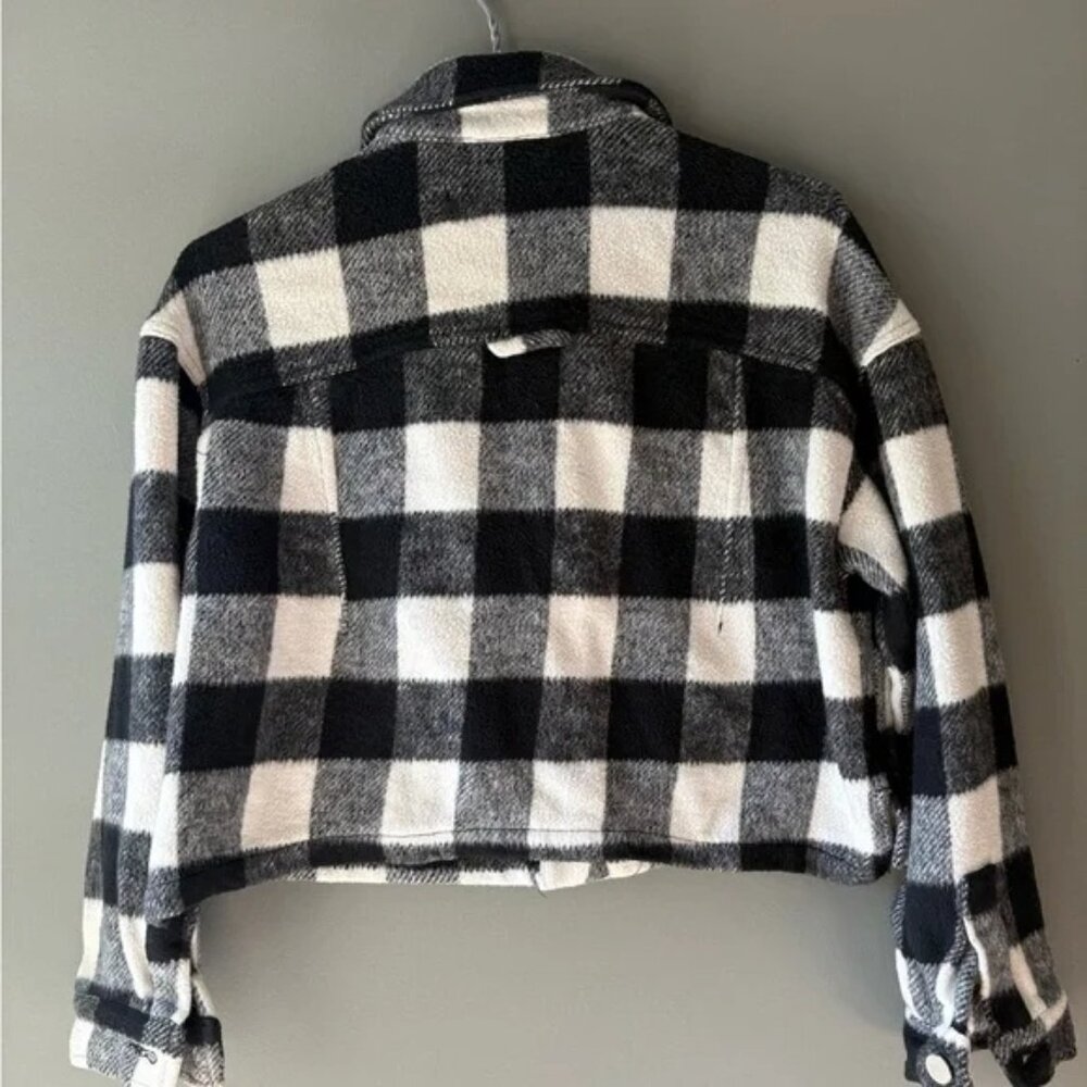 Zara size xs Plaid Black and White Women's Cropped Jacket - Picture 5 of 8